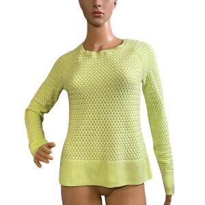 American Eagle Large Neon Open Cable Knit Sweater with Exposed Zipper Y2K Style